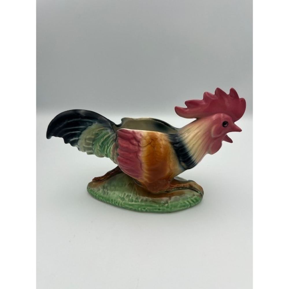 Vintage Ceramic Rooster Planter Hand Painted Farmhouse Figurine Multicolored - Picture 12 of 13